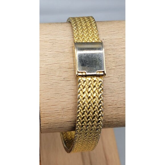 Seiko Galaxy Ladies Tank Watch VTG 1992 Gold Plated Black Dial 20mm 6" Mesh Band - Picture 8 of 16